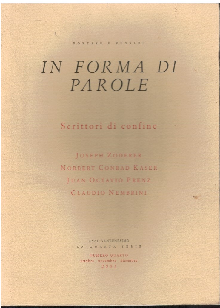 Poetare e pensare in forma di parole
