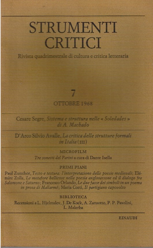 Strumenti critici rivista quadrimestrale di cultura e critica letteraria