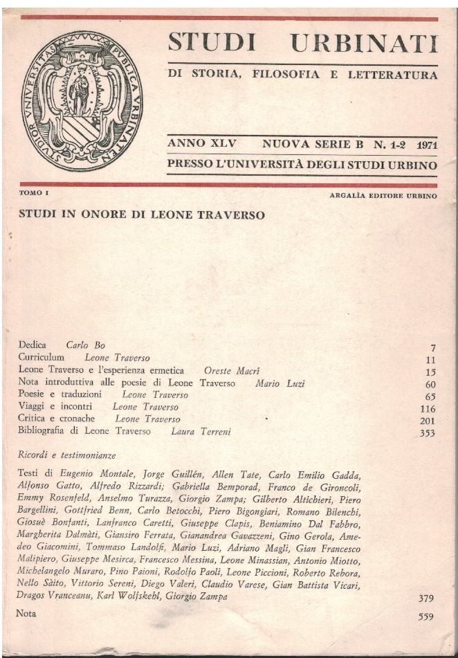 Studi Urbinati di storia, filosofia e letteratura Anno XLV Nuova …