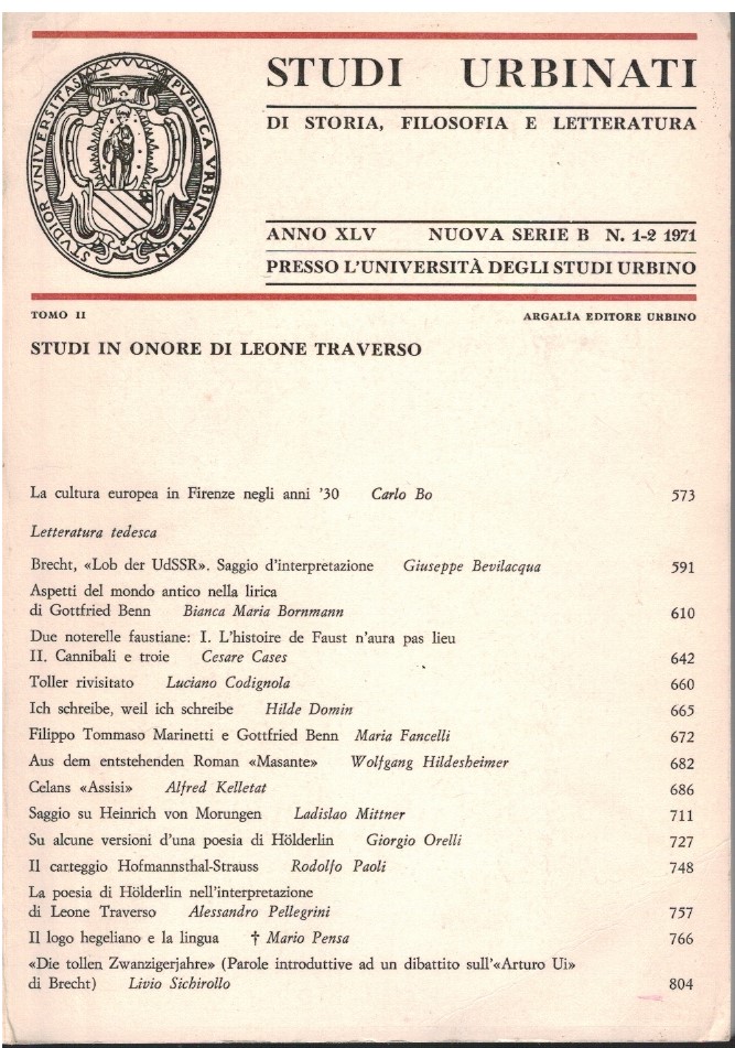 Studi Urbinati di storia, filosofia e letteratura Anno XLV Nuova …
