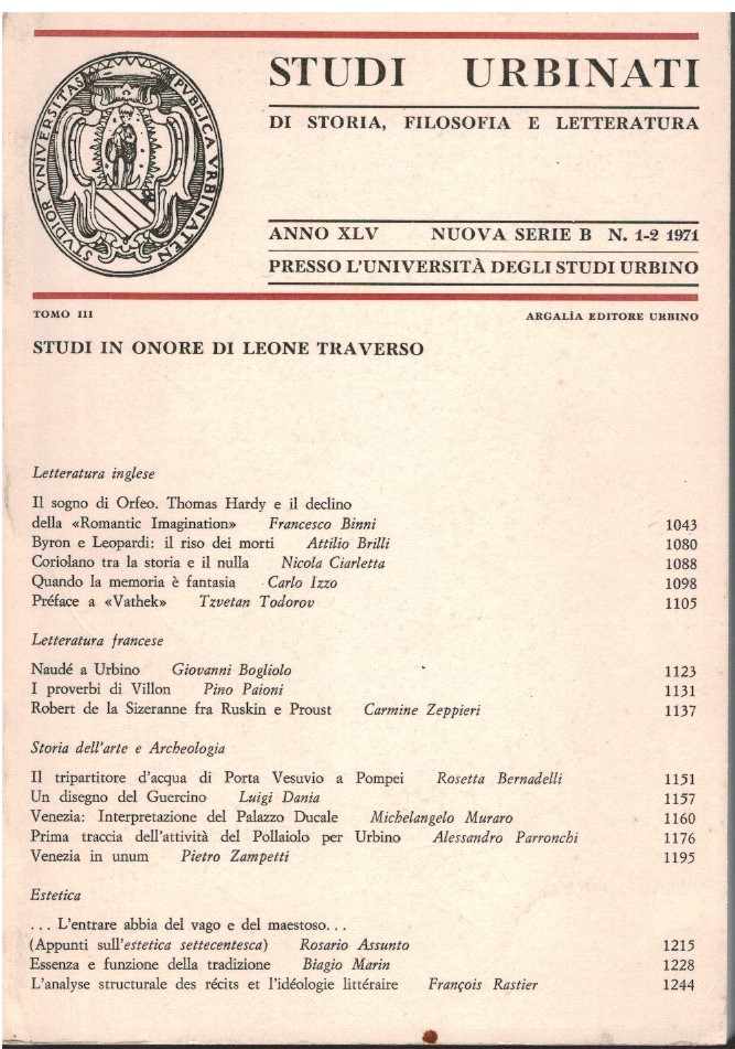 Studi Urbinati di storia, filosofia e letteratura Anno XLV Nuova …