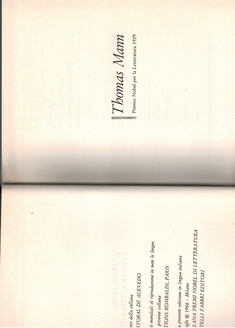 Thomas Mann premio nobel per la letteratura 1929