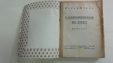 L`ESPERIMENTO DI POTT Romanzo.