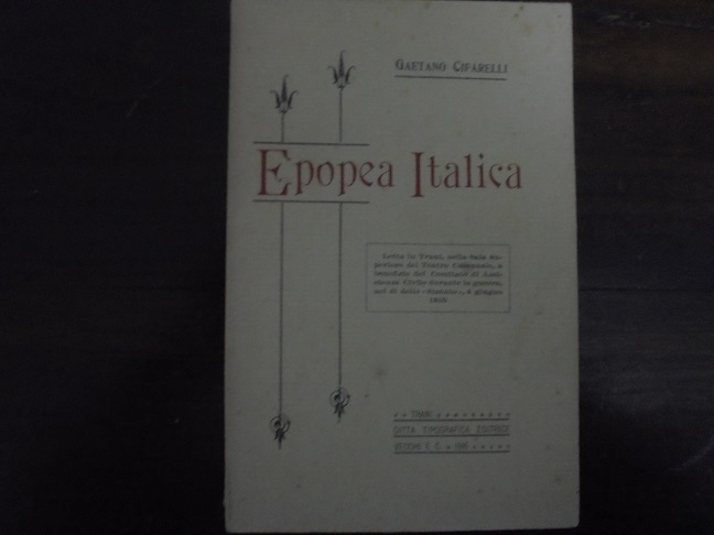 EPOPEA ITALICA Letta in Trani, nella Sala Superiore del Teatro …