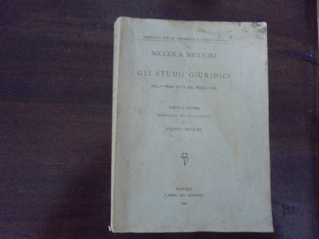 NICCOLA NICOLINI E GLI STUDI GIURIDICI NELLA PRIMA META` DEL …
