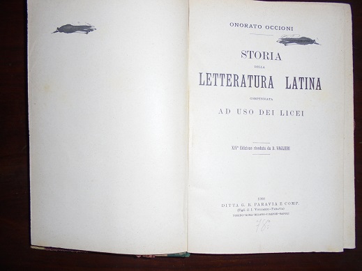 STORIA DELLA LETTERATURA LATINA Compendiata ad uso dei licei.