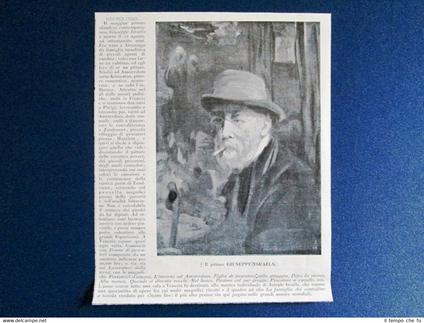 12 agosto 1911 - Necrologio del pittore Giuseppe Israels