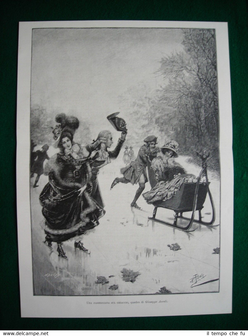 1897 - Una passeggiata sul ghiaccio, quadro di Giuseppe Aureli