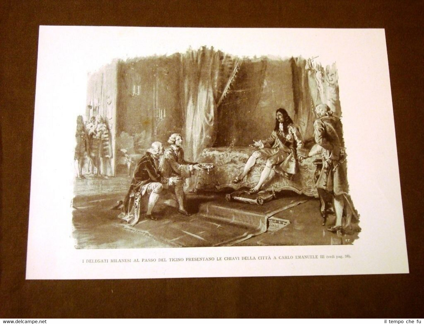 700 Italia Milano chiavi città Carlo Emanuele 3°Savoia Incisione di …