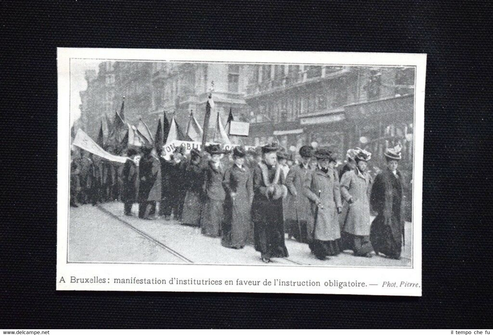 A Bruxelles: dimostrazione di insegnanti,istruzione obbligatoria Stampa del 1906