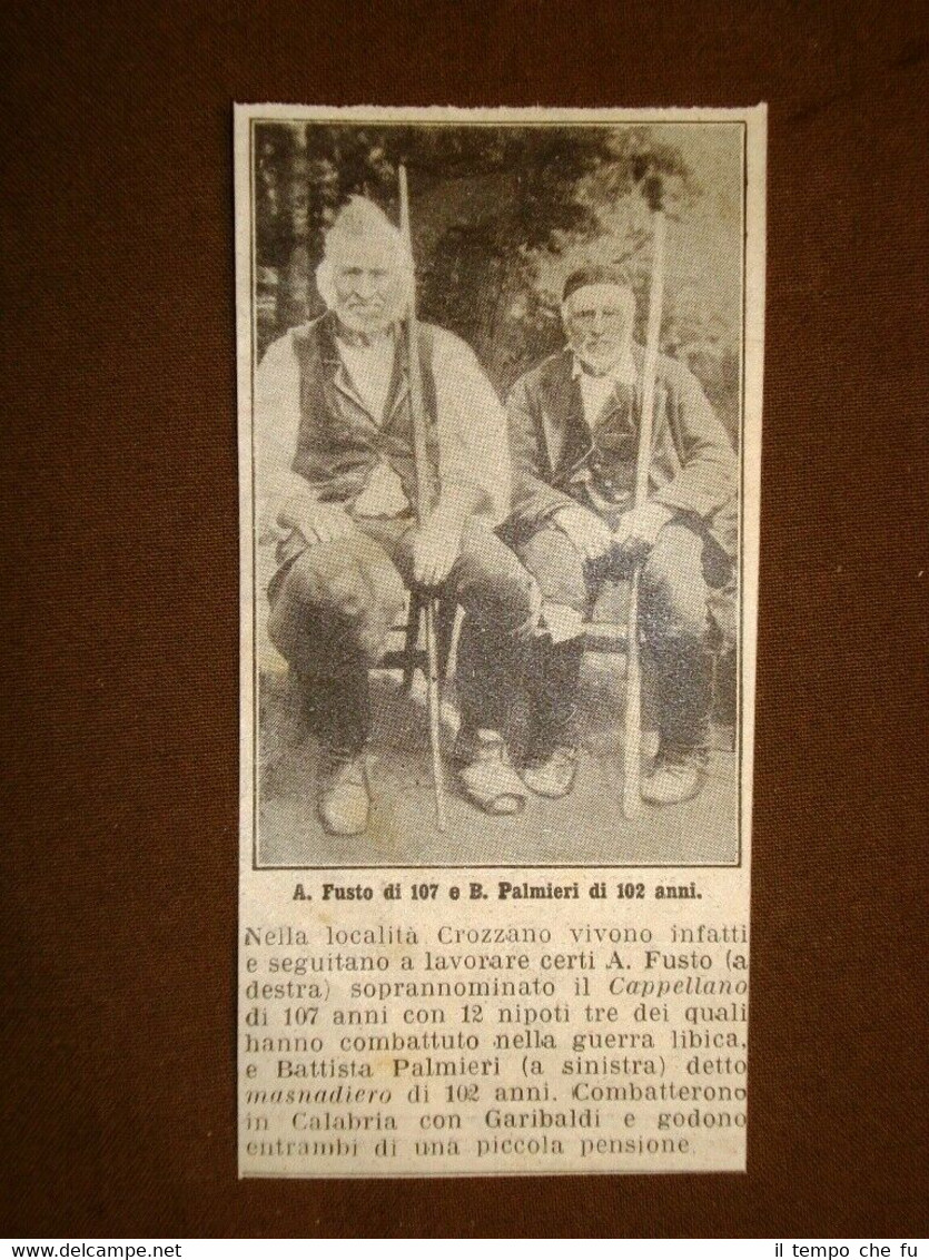 A Fusto di 107 anni e B. Palmieri di 102 …