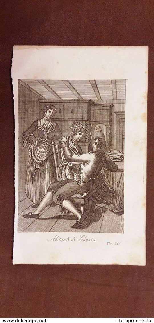 Abitanati di Schwyz o Canton Svitto Svizzera Acquaforte del 1830 …