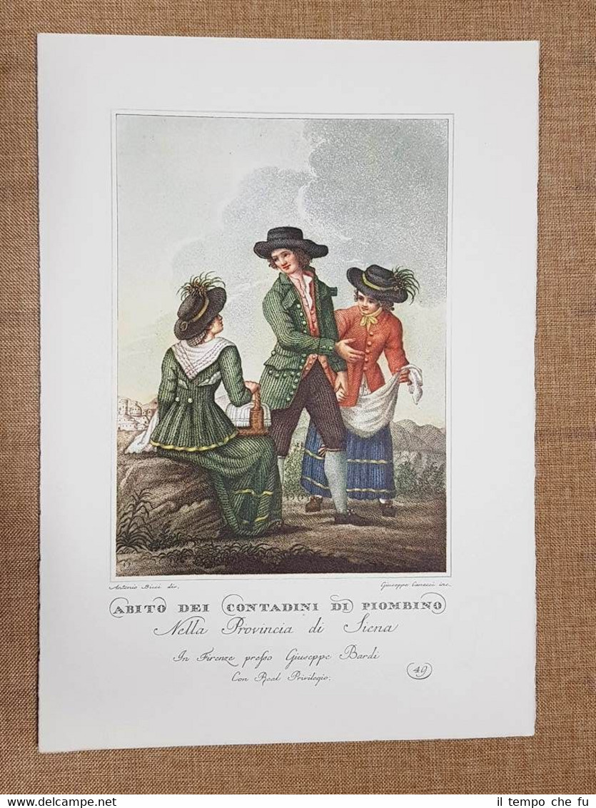 Abito Contadini di Piombino Siena Costume Toscana Bicci Lasinio Ristampa …