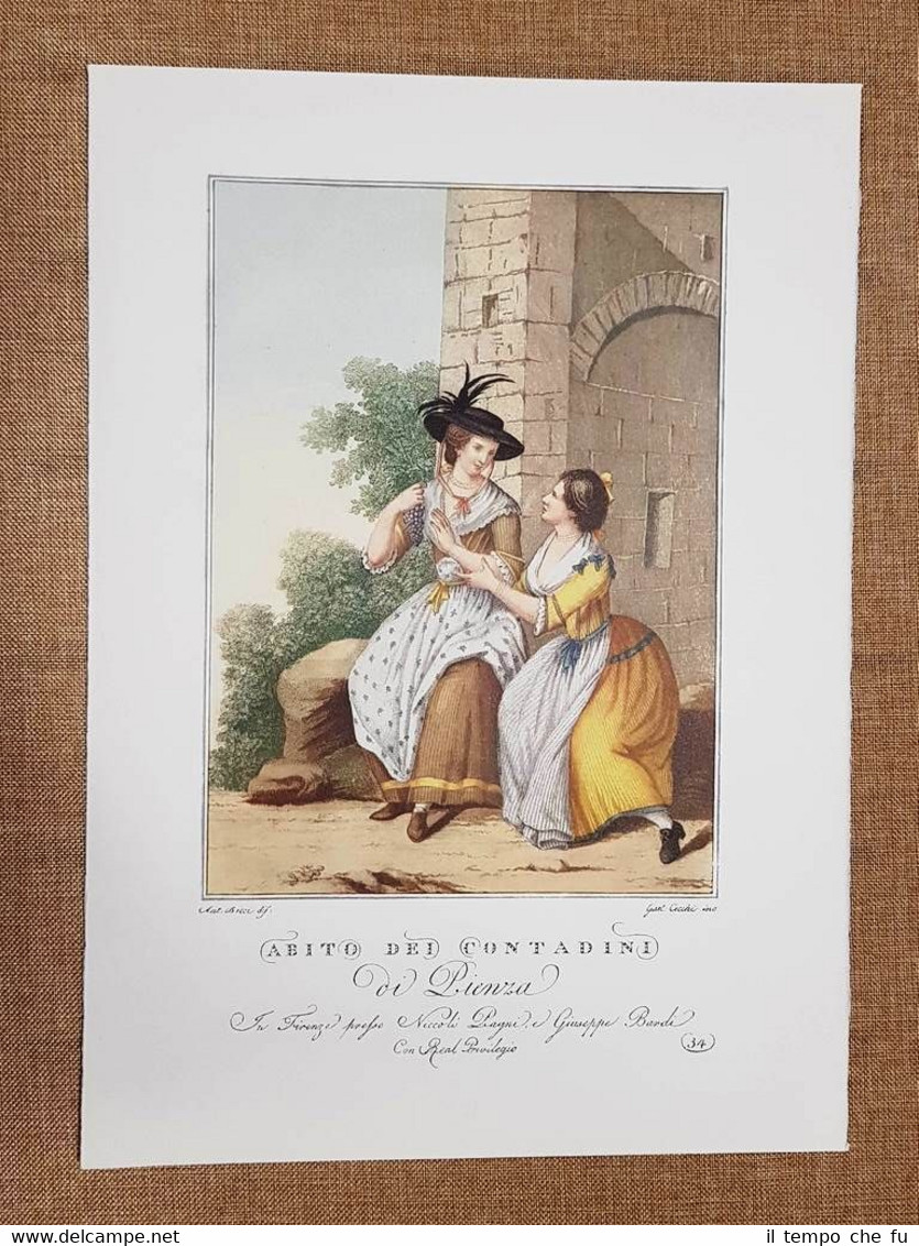 Abito dei Contadini di Pienza Costume Toscana Bicci Lasinio Ristampa …