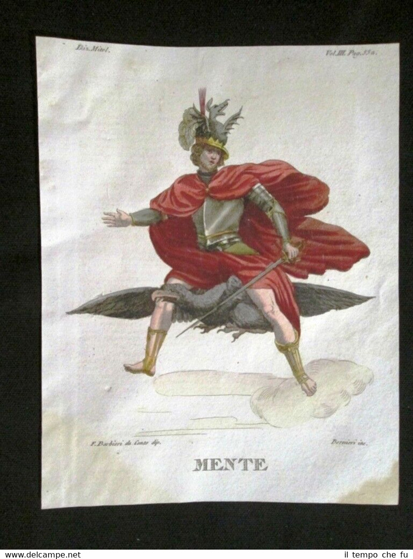 Allegoria della Mente Incisione colorata a mano del 1820 Mitologia …