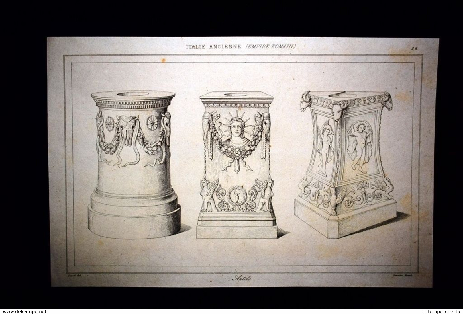 Altari sacri dell'impero romano, Italia Incisione del 1850 L'Univers pittoresque