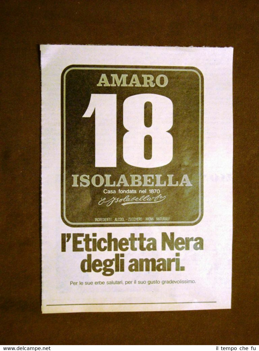 Amaro 18 Isolabella Etichetta nera degli amari Pubblicità vintage anni …