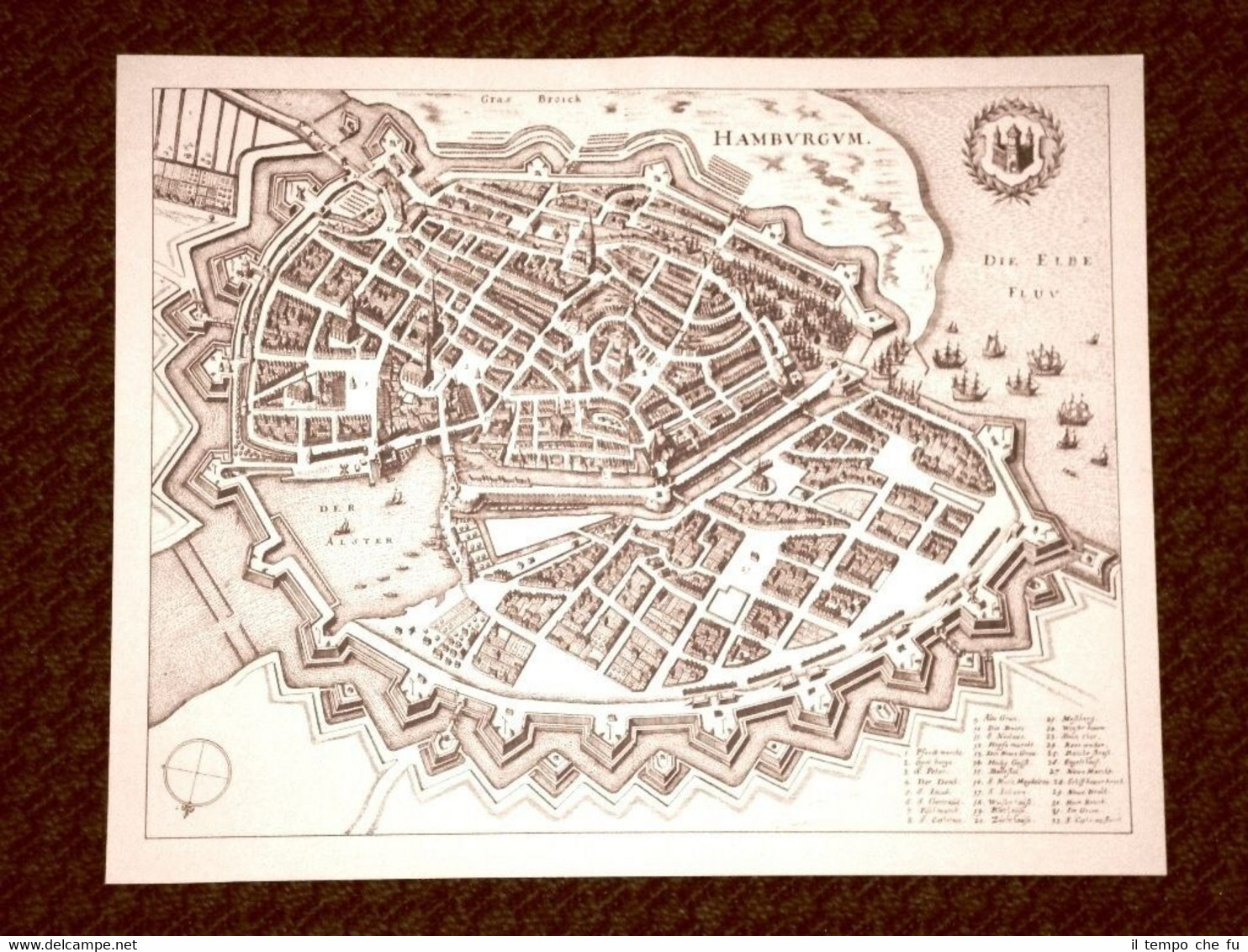 Amburgo - Hamburg Germania Incisione di Merian Matthäus del 1640 …