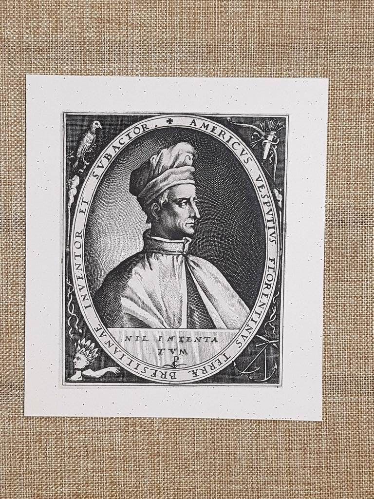 Amerigo Vespucci 1454 - 1512 Esplorazione Nuovo Mondo America Incisione …