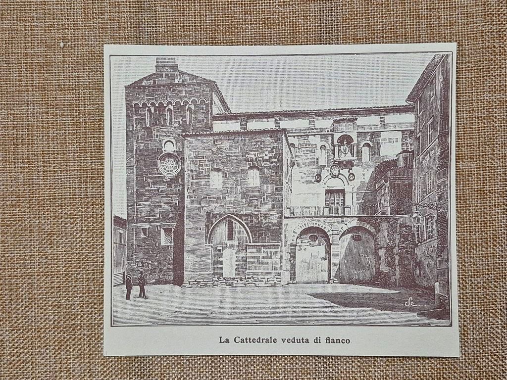 Anagni nell'800 La Cattedrale veduta di fianco Frosinone Lazio