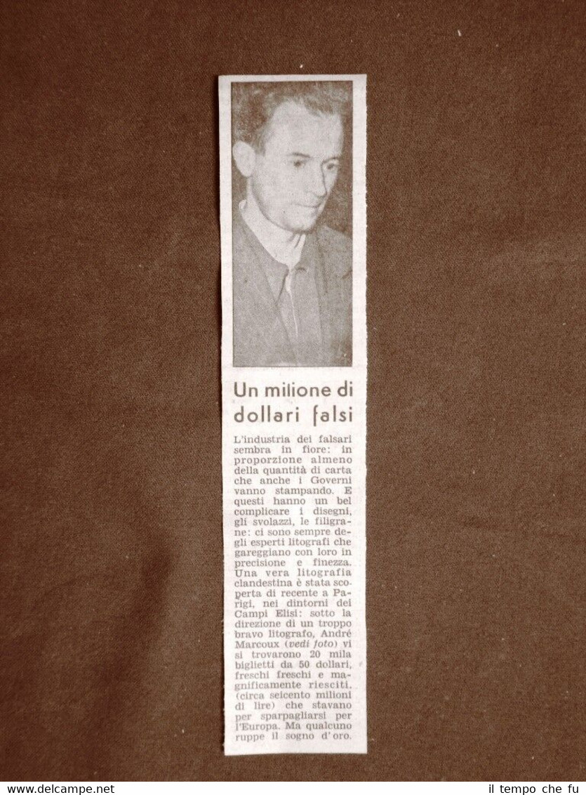 André Marcoux nel 1953 Falsario francese Francia