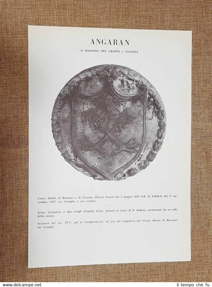 Angaran di Bassano del Grappa e Vicenza Stemma Famiglia Nobile …