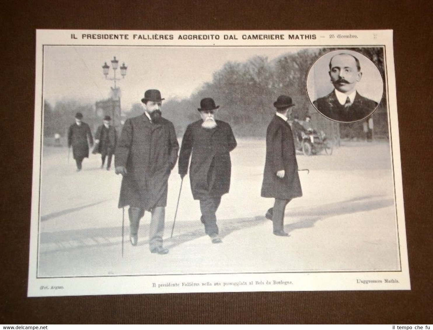 Anno 1909 Presidente Fallières aggredito dal cameriere Mathis Bois de …