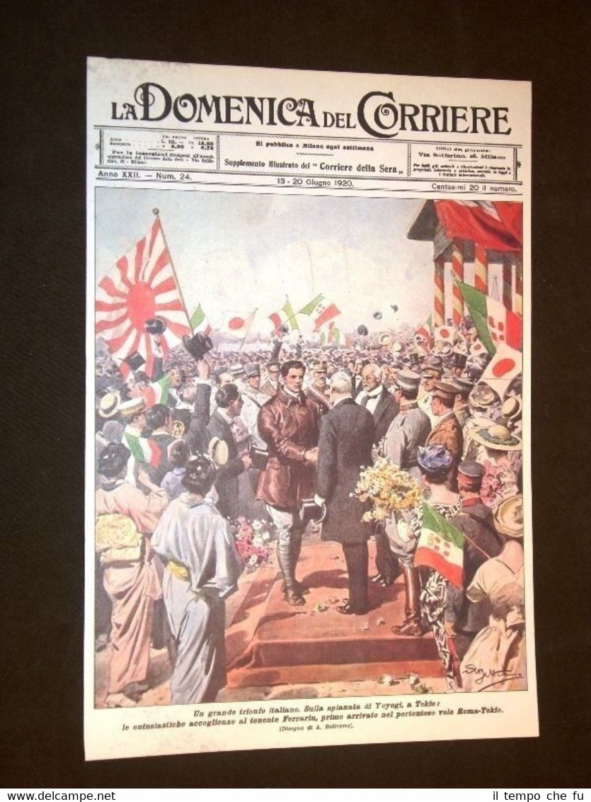 Anno 1920 Ferrarin Yoyogi Tokio Giappone Ristampa Copertine Domenica Corriere
