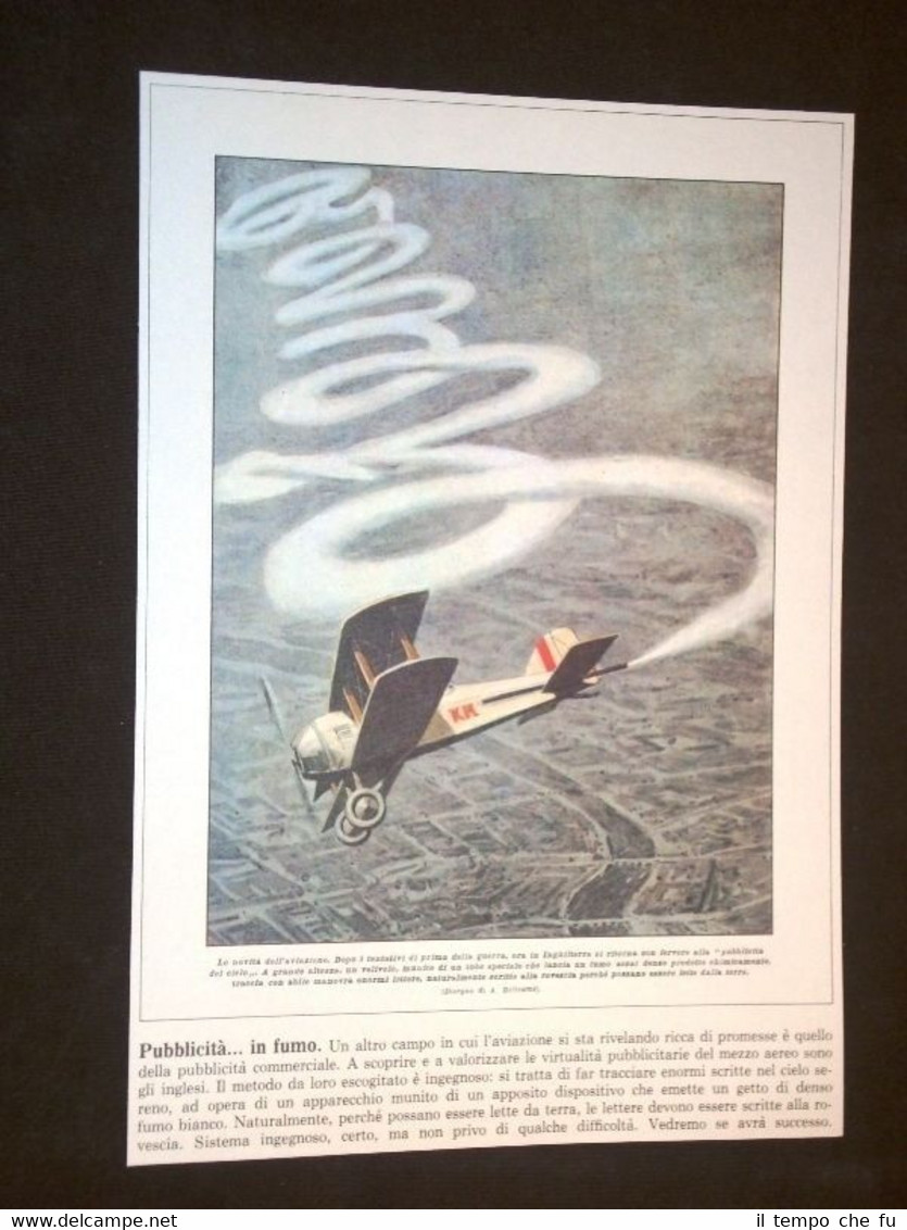 Anno 1923 Pubblicità attraverso fumo aria Ristampa Copertine Domenica Corriere