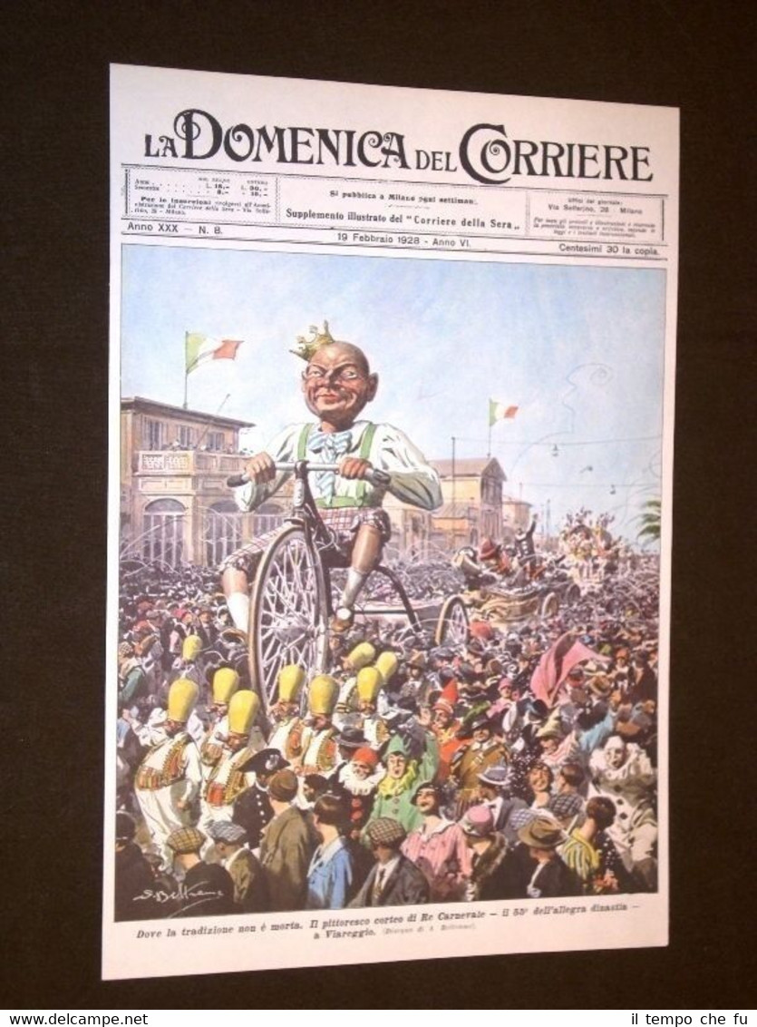 Anno 1928 Viareggio Corteo di Re Carnevale Ristampa Copertine Domenica …