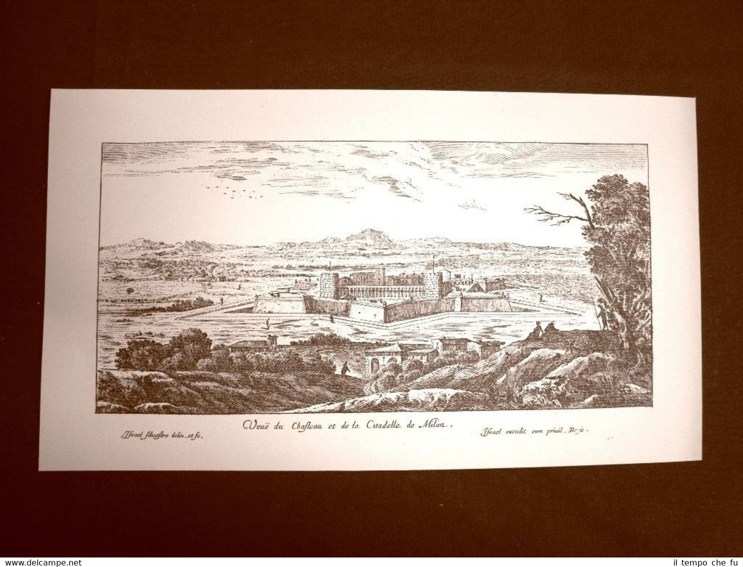 Antica veduta della Città di Milano Incisione del '600 Ristampa