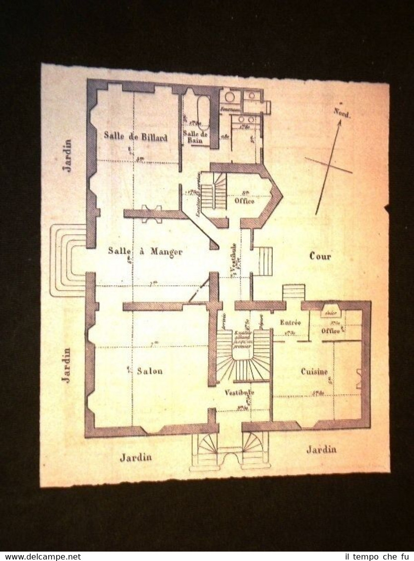 Antico Progetto o Pianta di Appartamento nel 1870