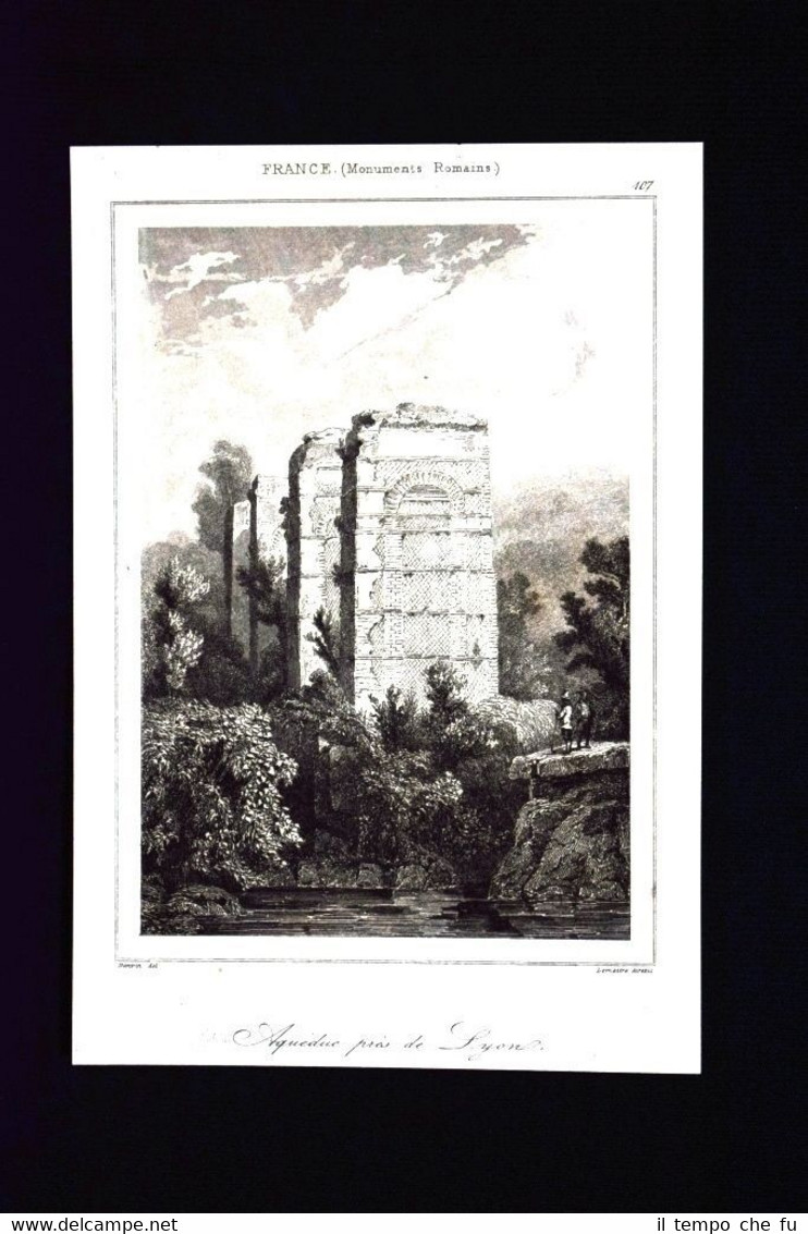 Aqueduc pres de Lyon, France Incisione del 1850 L'Univers pittoresque