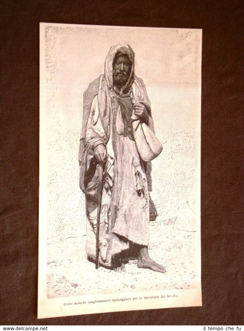 Arabo nomade nel deserto nel 1888 Schizzi esploratore Robecchi Bricchetti