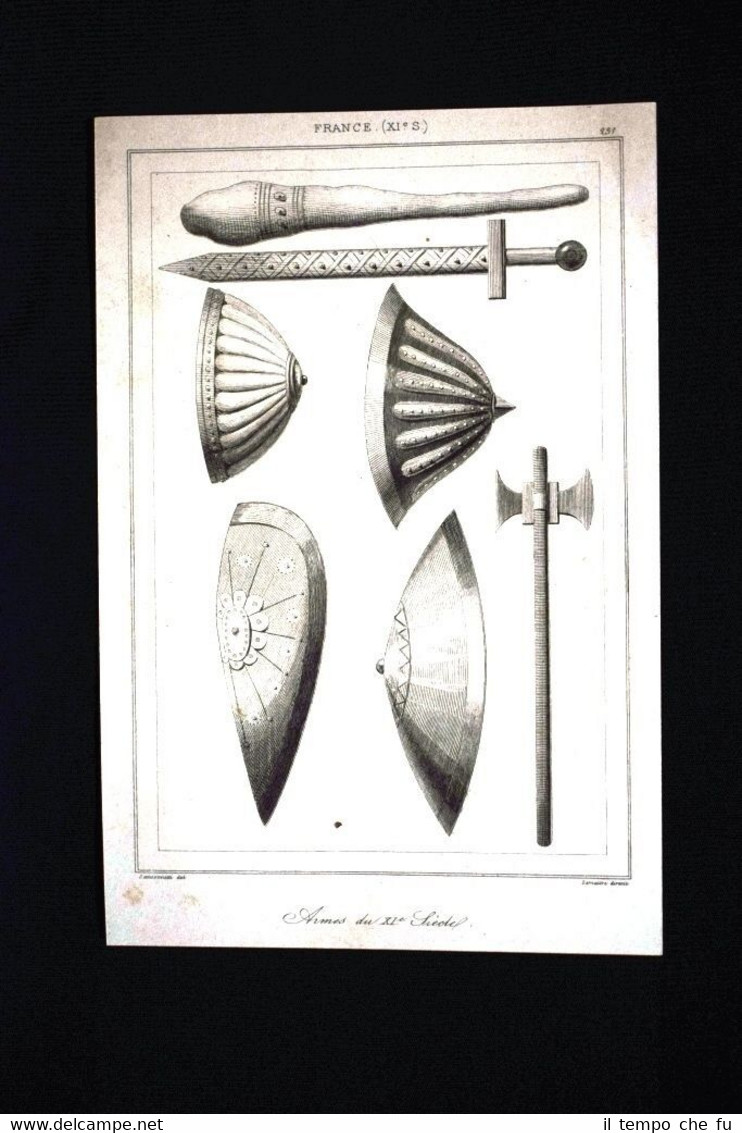 Armes du XI siecle, France Incisione del 1850 L'Univers pittoresque