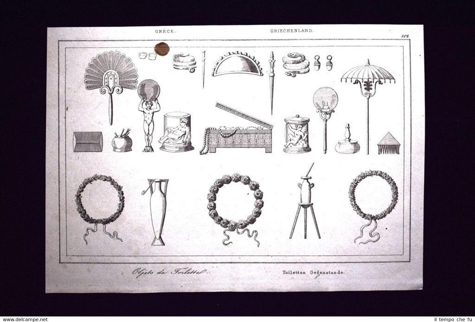 Articoli da toeletta, Grecia Incisione del 1850 L'Univers pittoresque