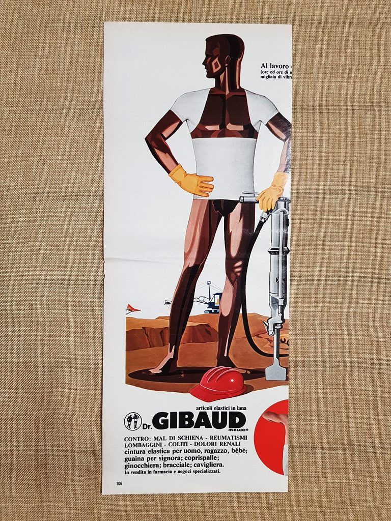 Articoli elastici in lana Dr. Gibaud Pubblicità vintage anni '70