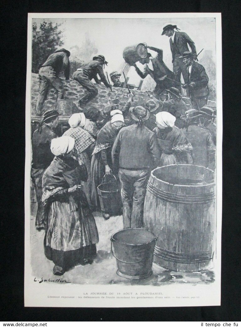 Assalto dei gendarmi respinto dai difensori scuola, Ploudaniel Stampa del …