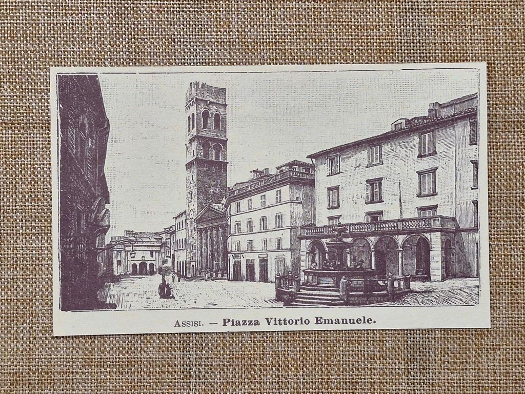 Assisi nell'800 Piazza Vittorio Emanuele Perugia Umbria