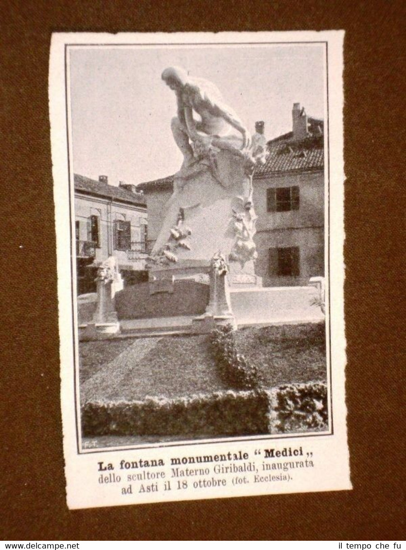 Asti Fontana monumentale Medici di Materno Giribaldi Inaugurata 18 ottobre …