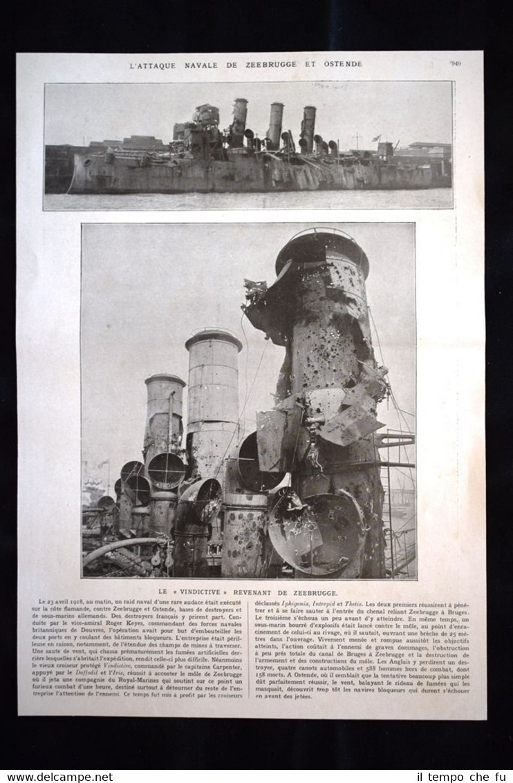 Attaque navale de Zeebrugge Vindictive Daffodil Iris WW1 Guerra 1914 …