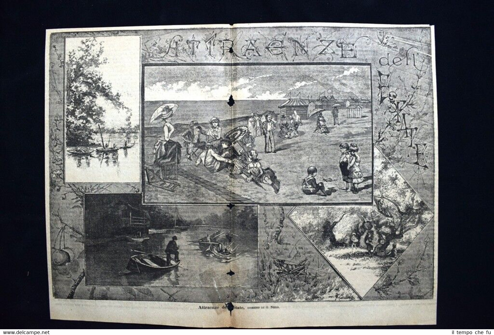Attraenze dell'estate, disegno di G. Nero Incisione del 1886