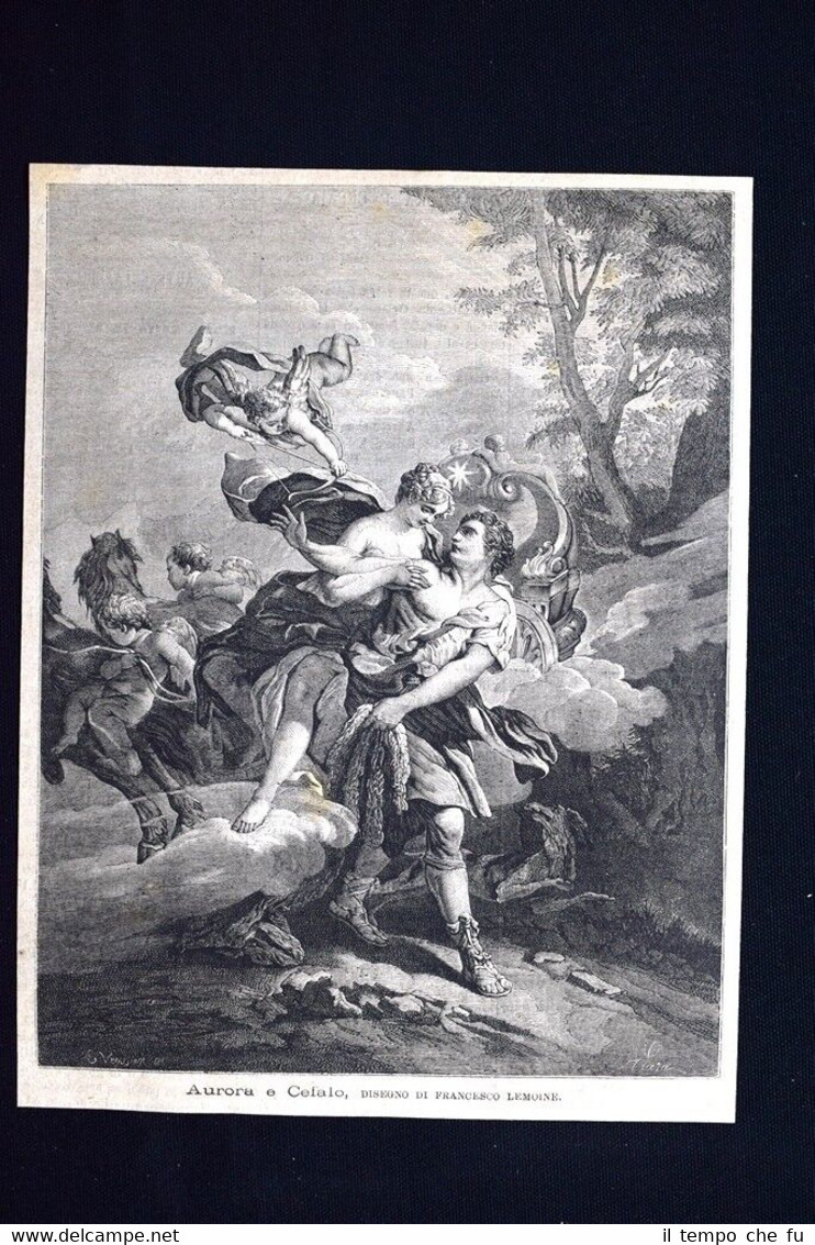 Aurora e Cefalo, disegno di Francois Lemoyne Incisione del 1875
