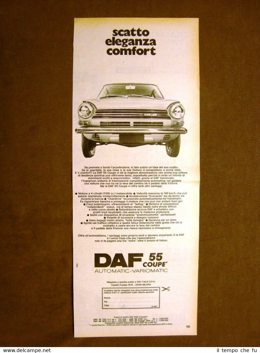 Auto o automobile DAF 55 coupè Pubblicità vintage anni '70