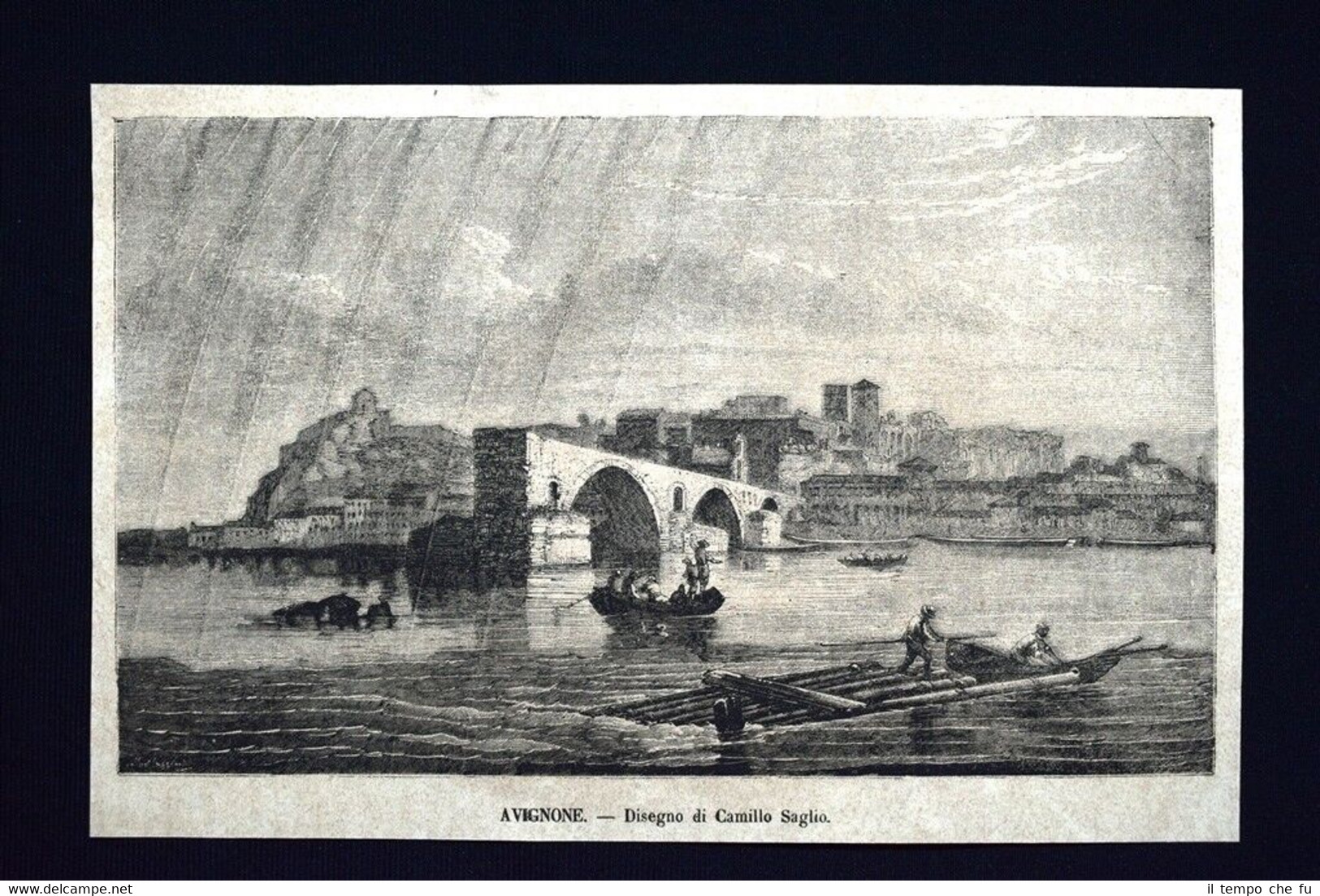 Avignone, disegno di Camillo Saglio Incisione del 1867