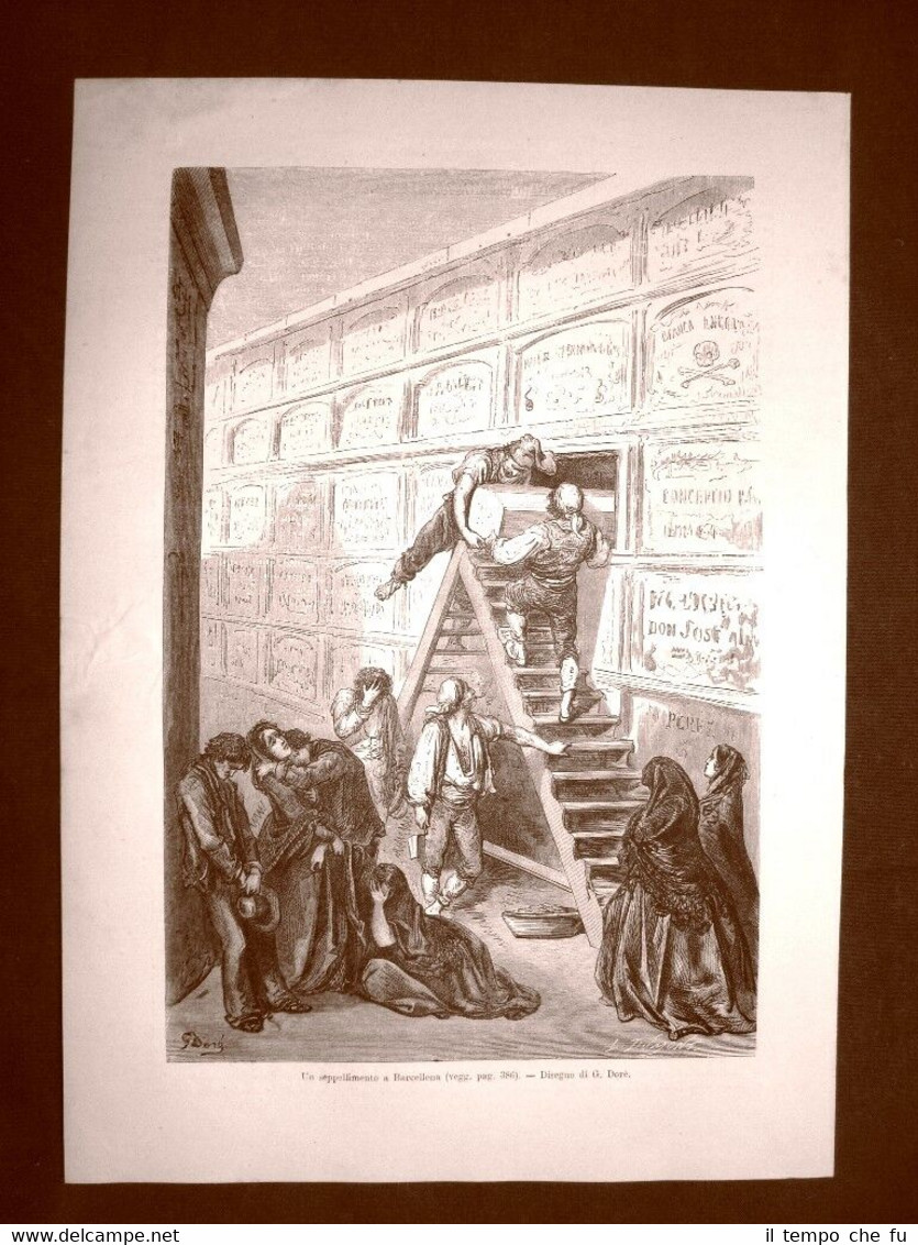 Barcellona nel 1863 Un seppellimento Catalogna Spagna Gustave Doré