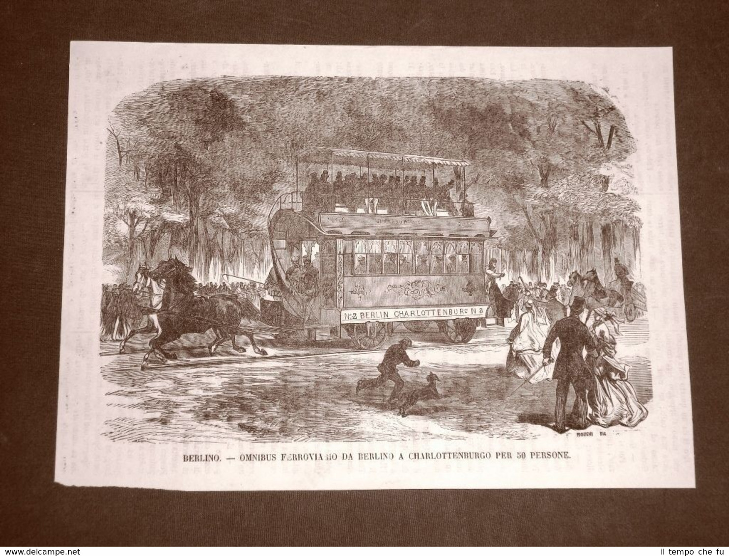 Berlino nel 1866 Omnibus ferroviario linea Berlino - Charlottenburg 50 …