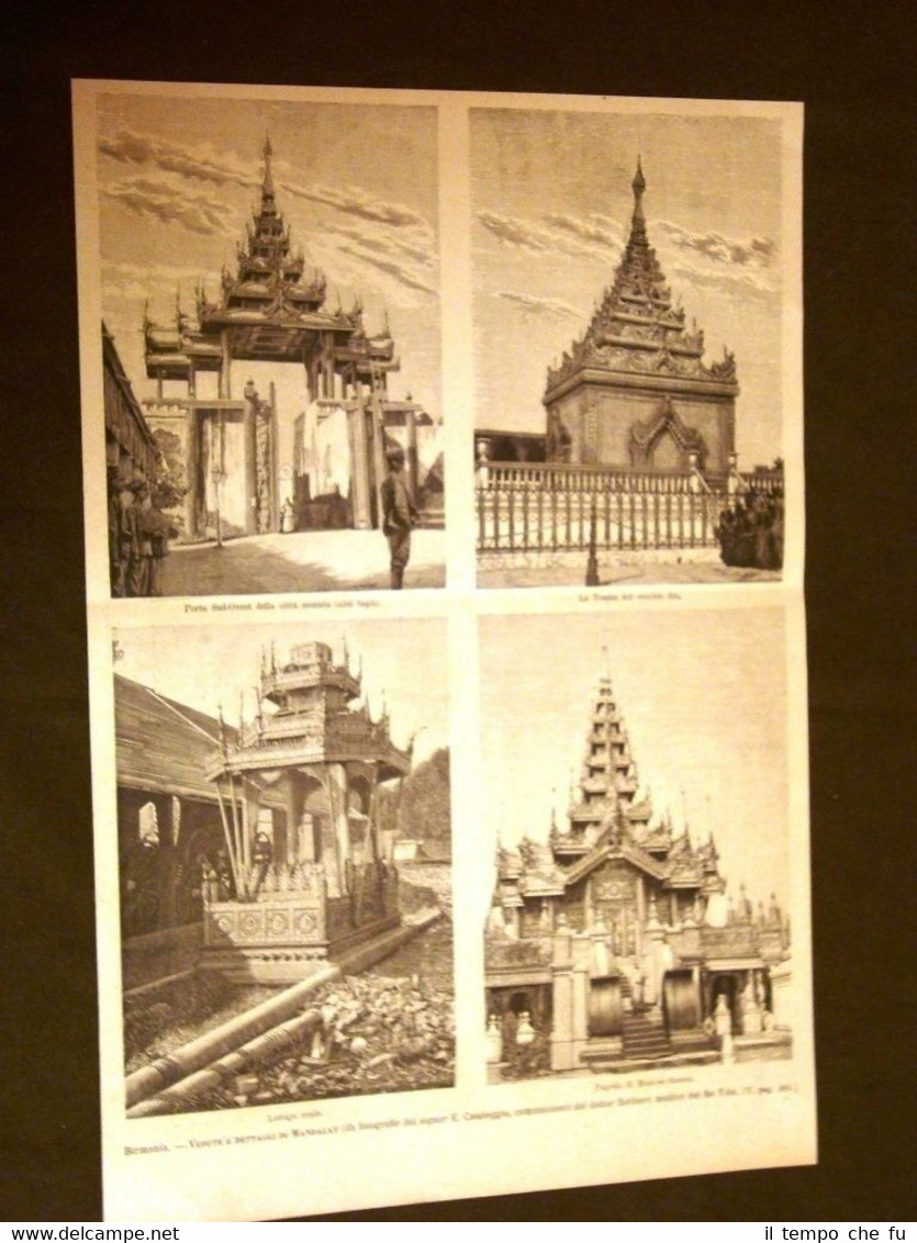 Birmania nel 1886 Mandalay Città murata Vecchio Re Lettiga Pagoda …