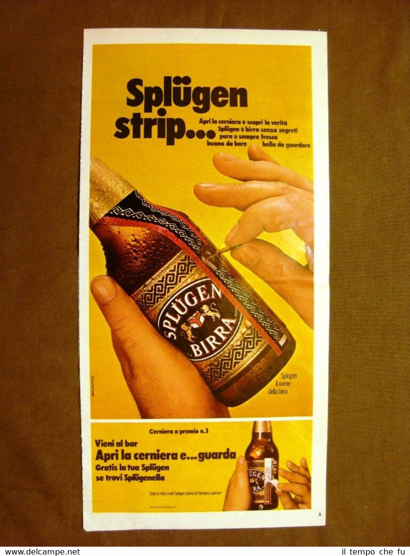 Birra Splugen Apri la cerniera e vinci Pubblicità vintage anni …
