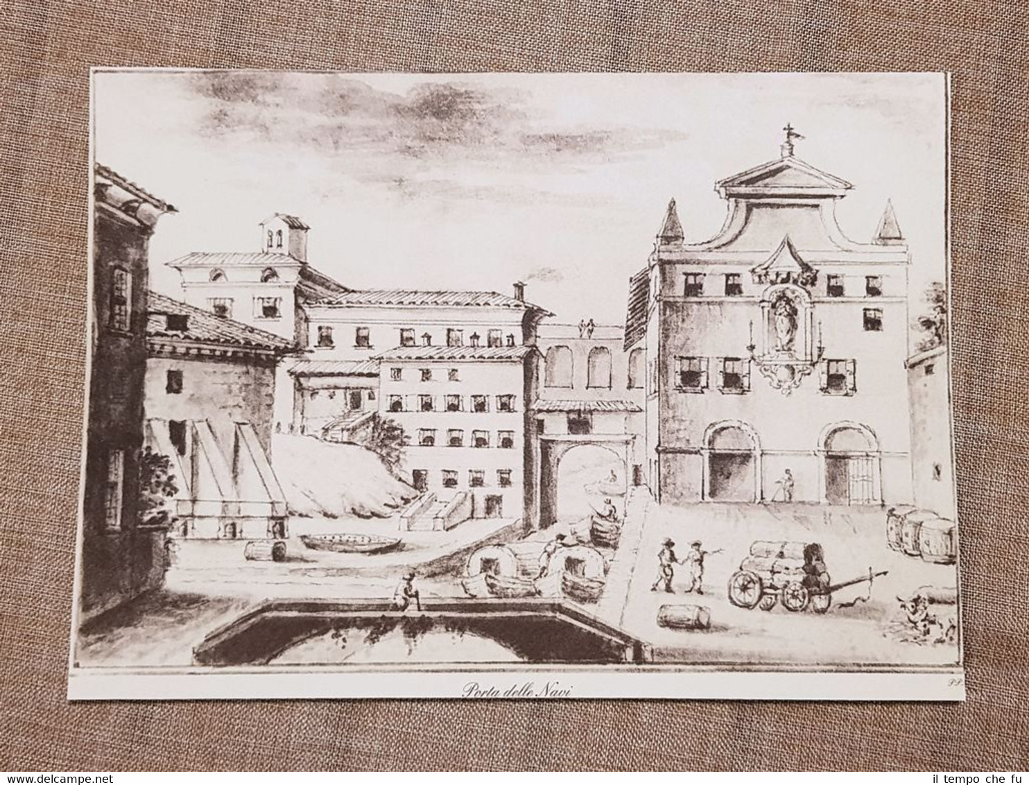 Bologna nel 1779 Porta delle Navi Emilia Romagna Litografia Ristampa